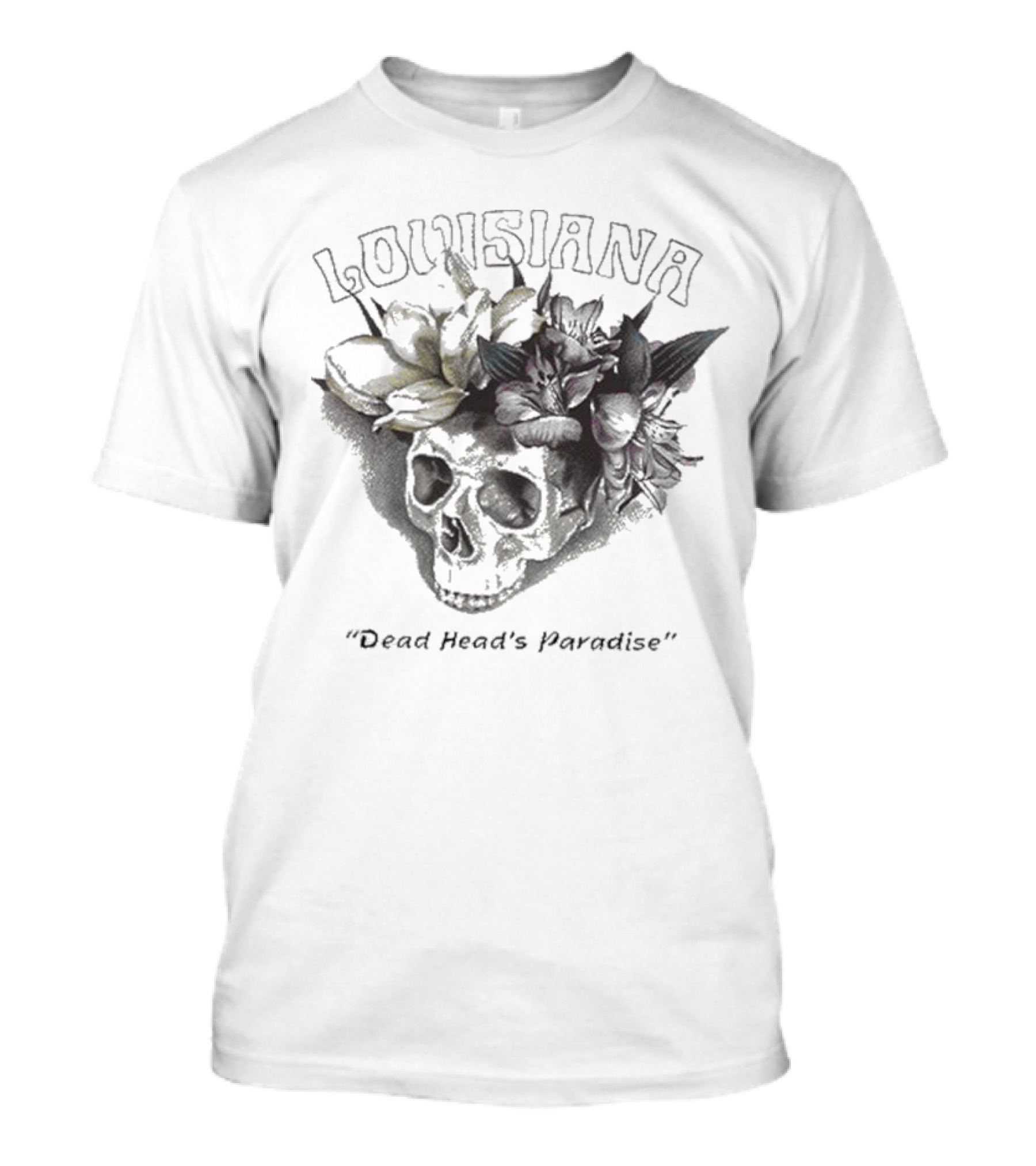 Grateful Dead Skull With Louisiana Dead Head's Paradise Floral Elements T-Shirt