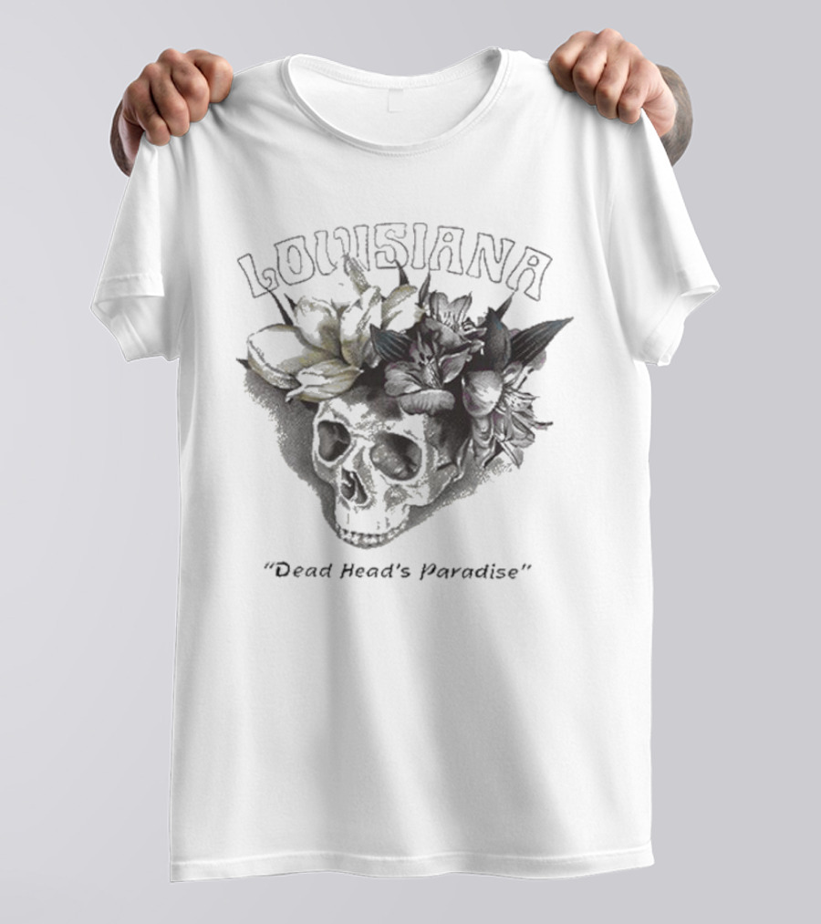 Grateful Dead Skull With Louisiana Dead Head's Paradise Floral Elements T-Shirt