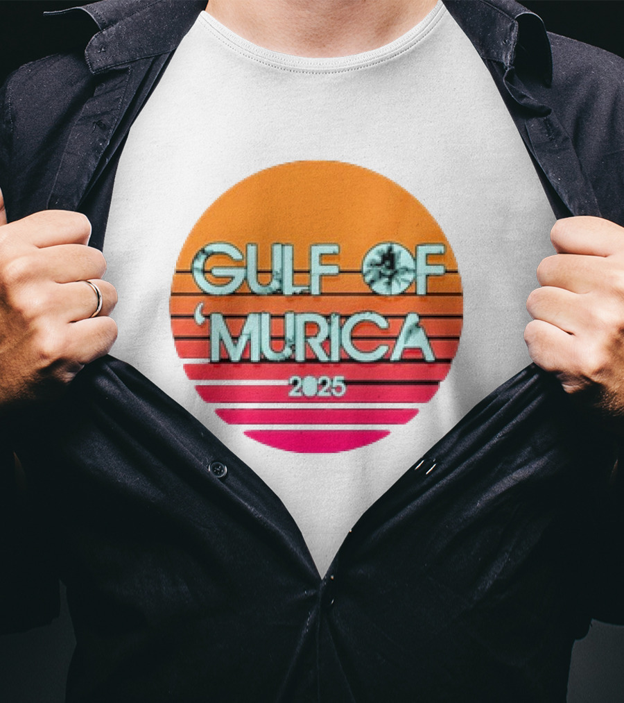 Gulf Of 'Murica 2025 Vintage Retro Sunset Vibe T-Shirt