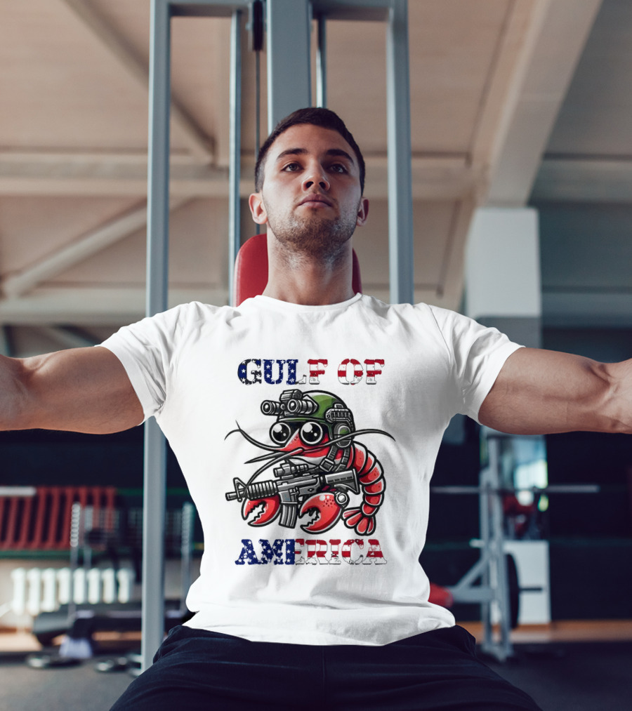Gulf Of America Tactical Shrimp Patriotic Military Camouflage T-Shirt