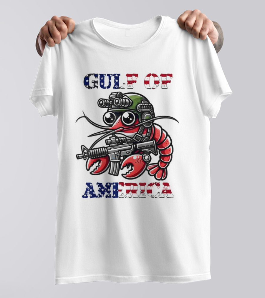 Gulf Of America Tactical Shrimp Patriotic Military Camouflage T-Shirt