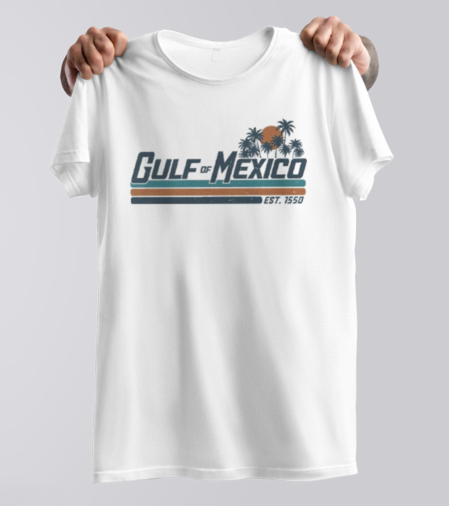Gulf Of Mexico Est 1550 Palm Trees Retro Sunset Vintage Style T-Shirt