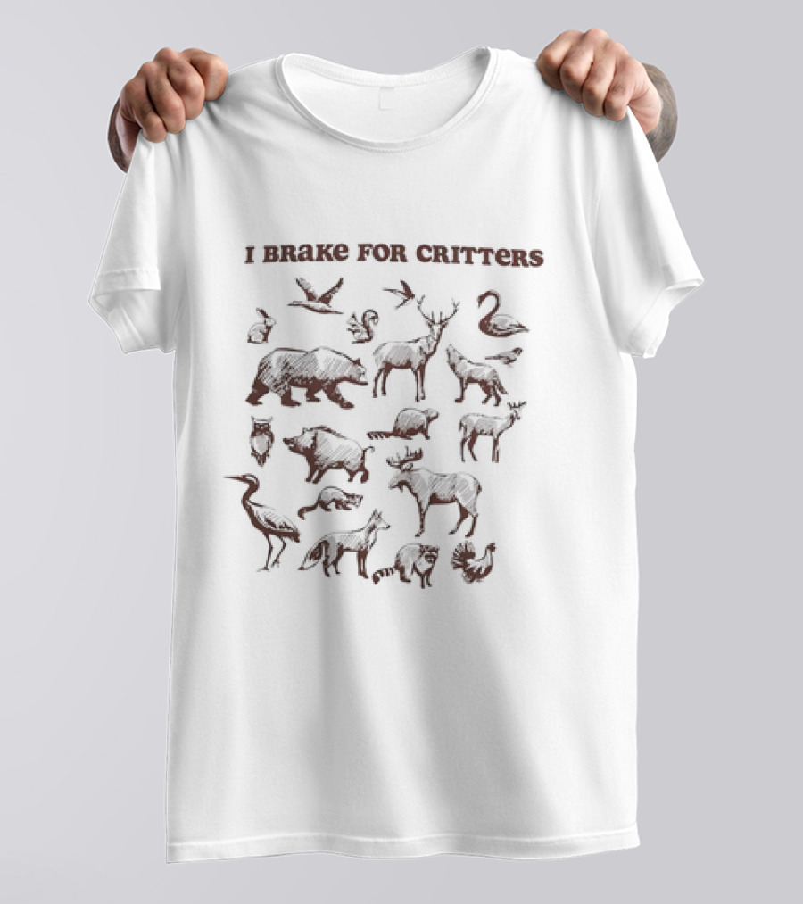 I Brake For Critters Animal Silhouettes Wildlife Conservation T-Shirt