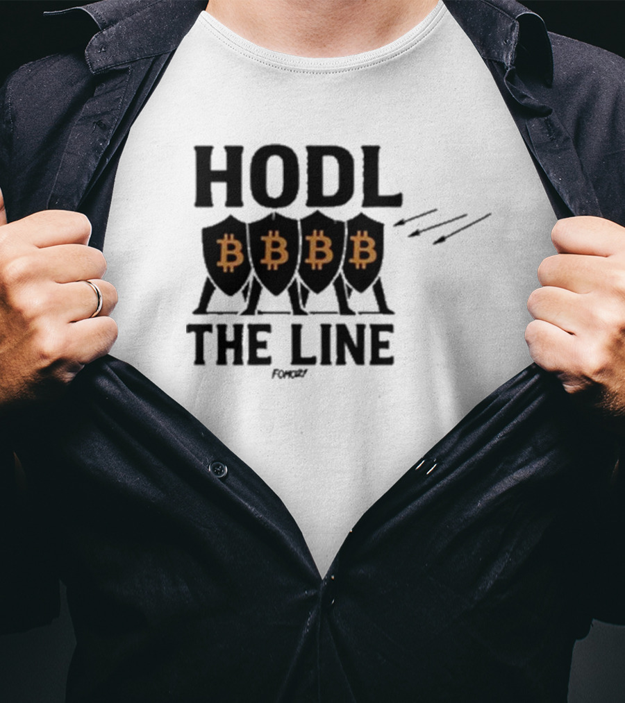 Hodl The Line Bitcoin Warrior Cryptocurrency Enthusiast BBB Pattern T-Shirt