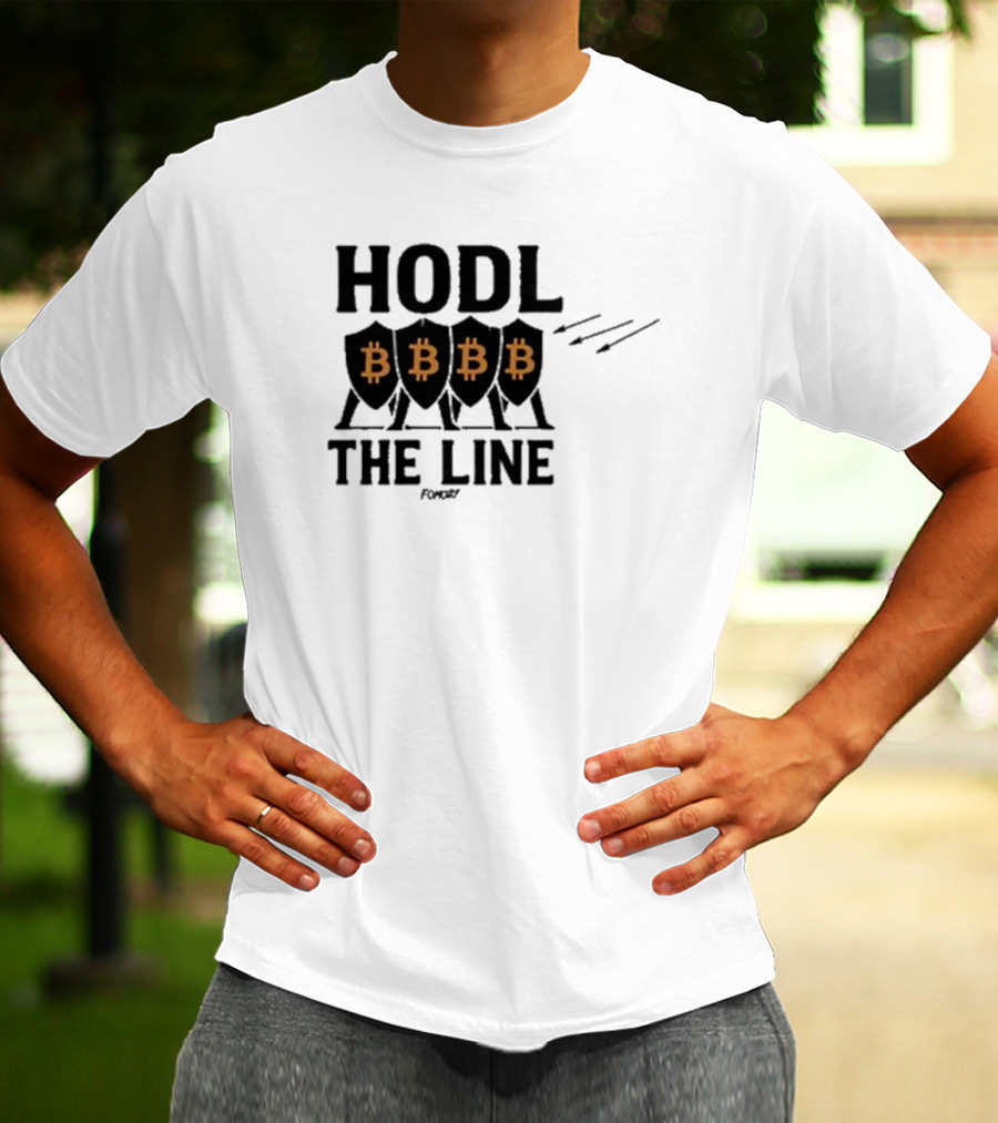 Hodl The Line Bitcoin Warrior Cryptocurrency Enthusiast BBB Pattern T-Shirt