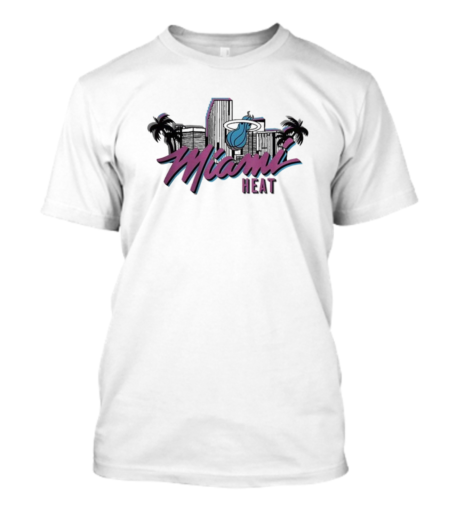 Homage Miami Heat NBA Vice Skyline Retro Style T-Shirt