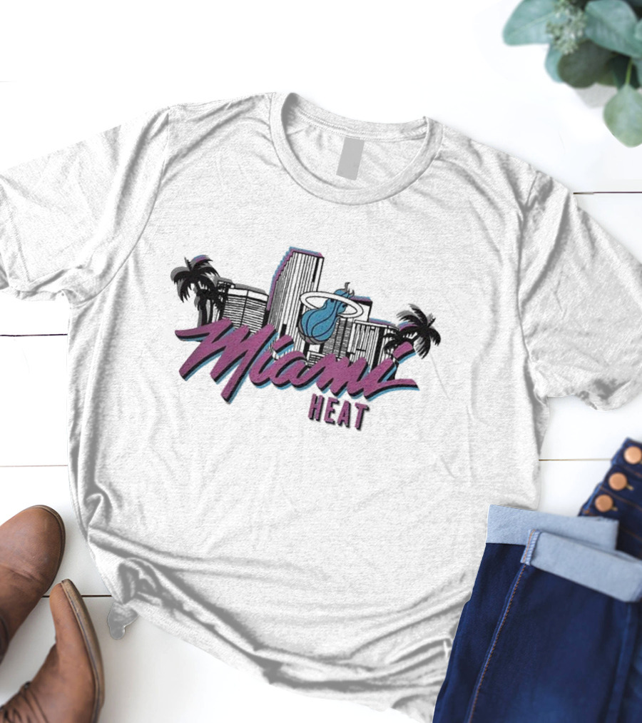 Homage Miami Heat NBA Vice Skyline Retro Style T-Shirt
