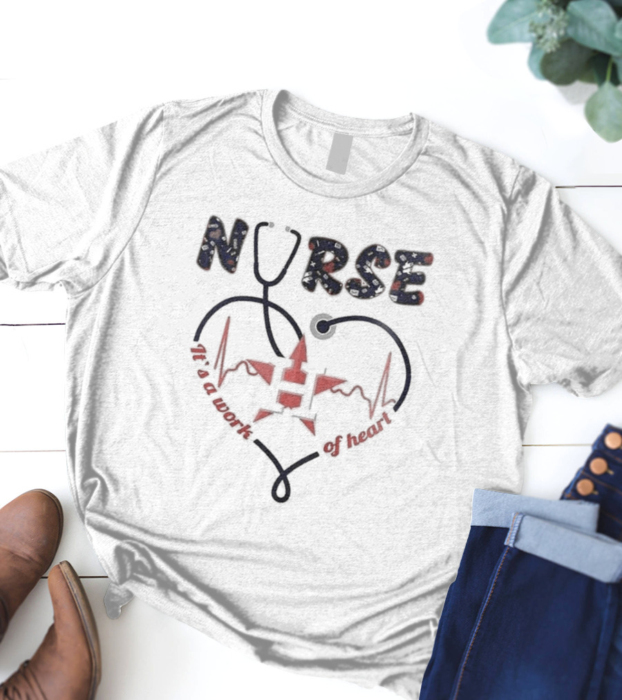 Houston Astros Nurse Appreciation Night 2025 Heartbeat Stethoscope Baseball Event T-Shirt