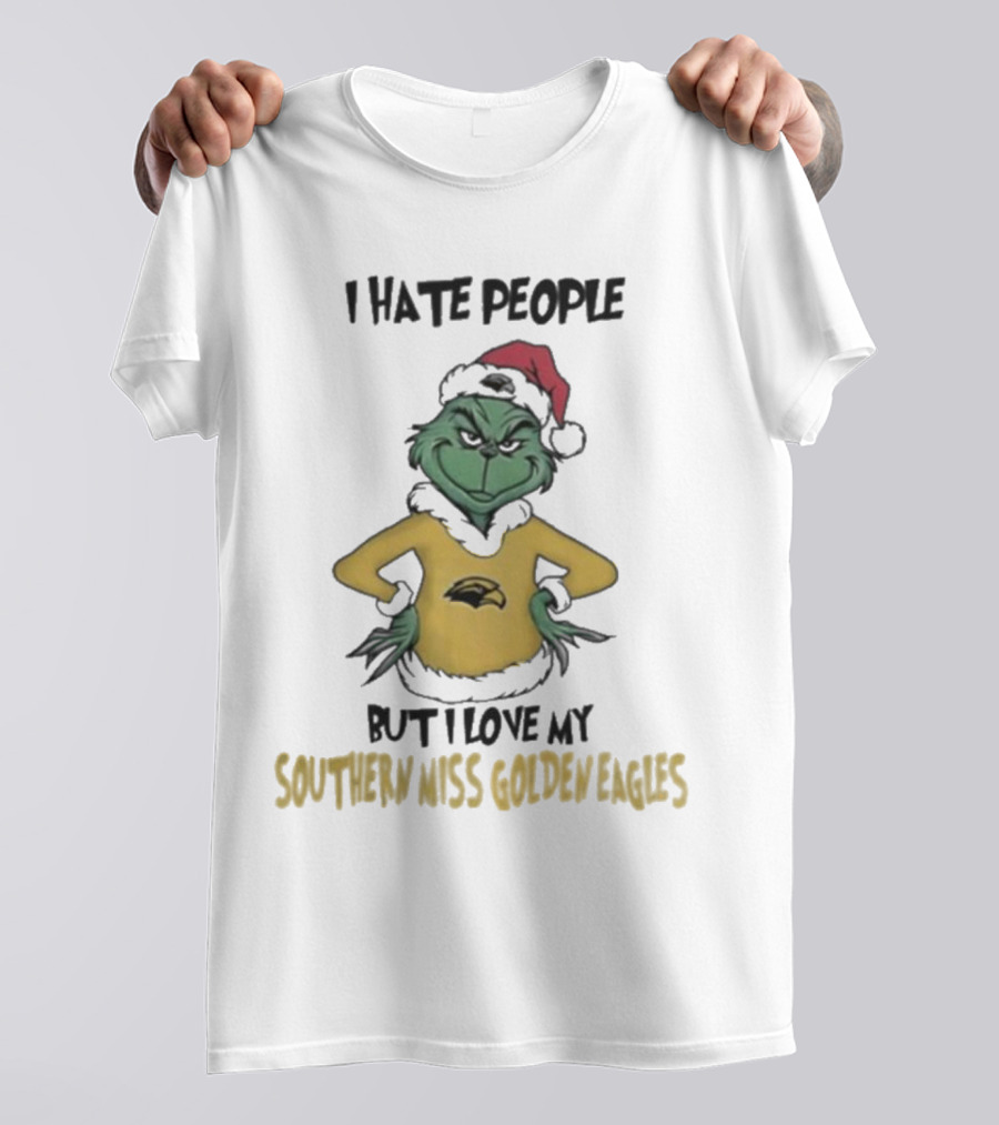 I Hate People But I Love My Southern Miss Golden Eagles Grinch Holiday Style T-Shirt