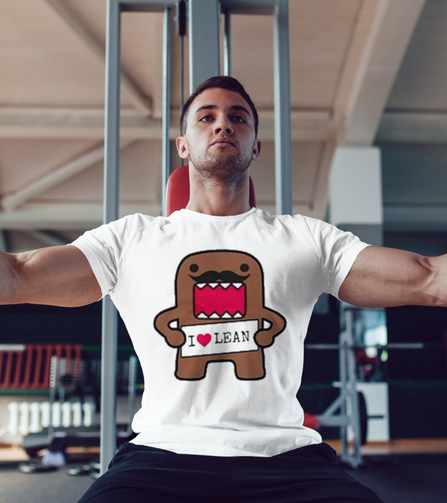 I Love Lean Domo Heart Mustache Cartoon Character T-Shirt