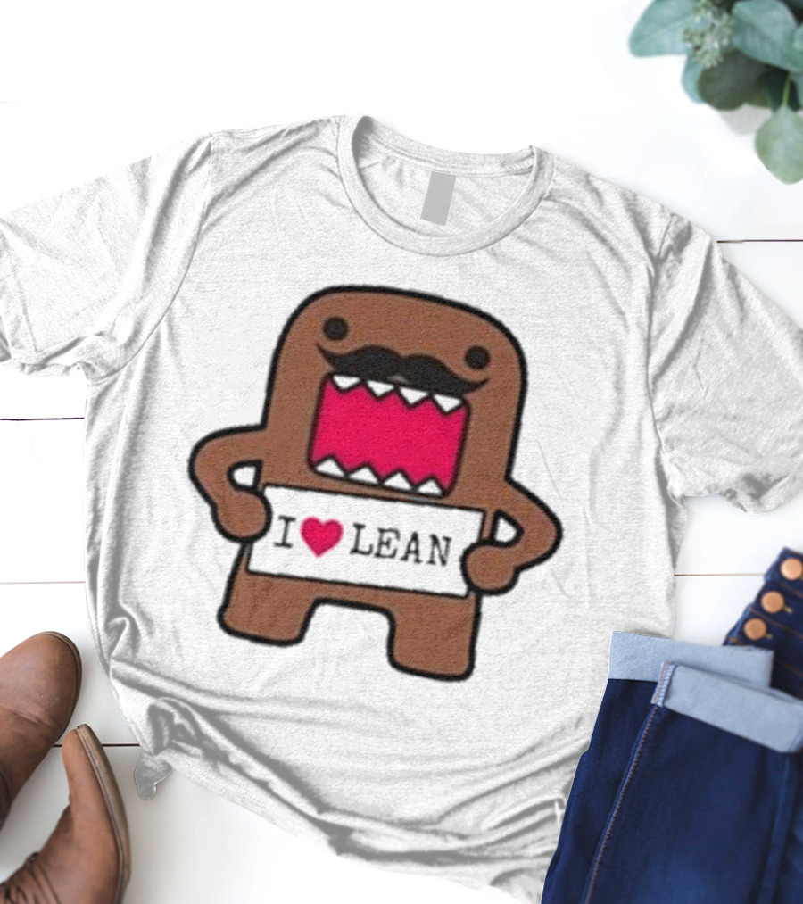 I Love Lean Domo Heart Mustache Cartoon Character T-Shirt