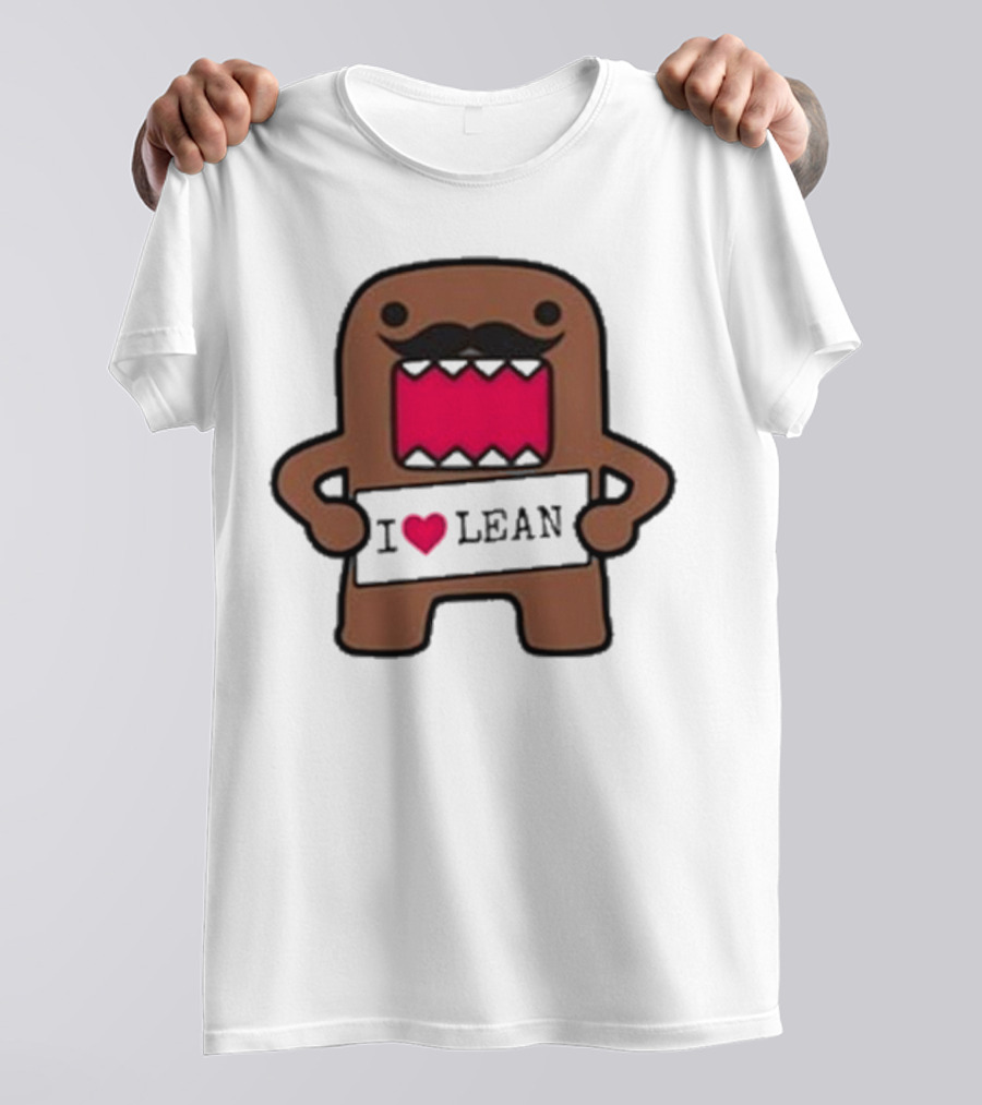 I Love Lean Domo Heart Mustache Cartoon Character T-Shirt