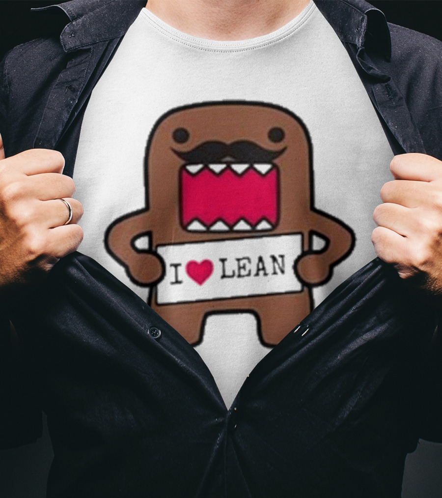 I Love Lean Domo Heart Mustache Cartoon Character T-Shirt