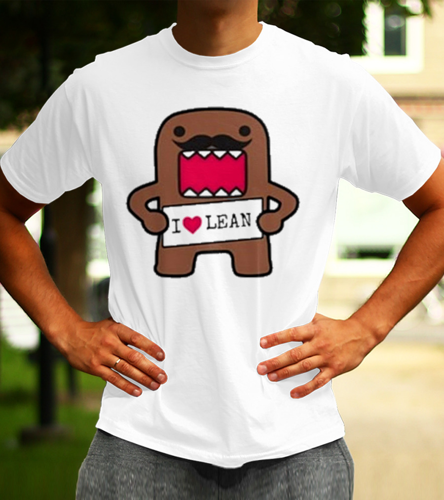 I Love Lean Domo Heart Mustache Cartoon Character T-Shirt