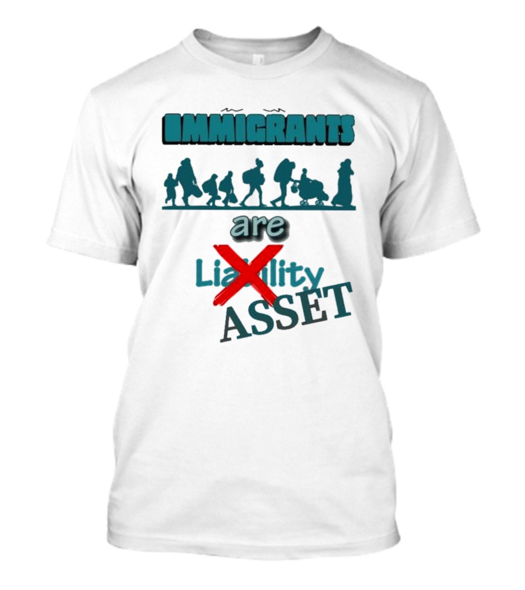 Immigrants Are Not Liability Asset Message With Silhouette Imagery T-Shirt