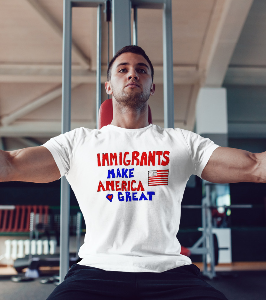 Immigrants Make America Great Heart Flag 2025 T-Shirt