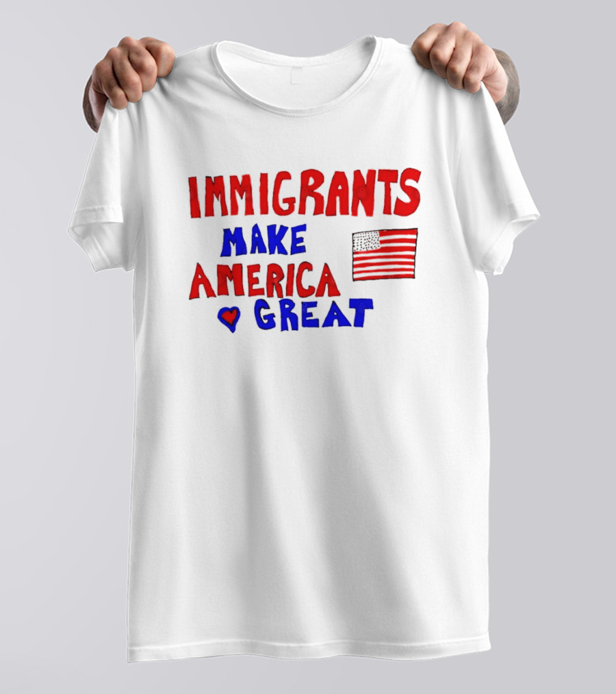 Immigrants Make America Great Heart Flag 2025 T-Shirt