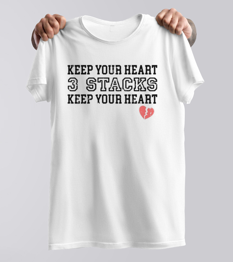 Keep Your Heart 3 Stacks Red Heart Illustration T-Shirt