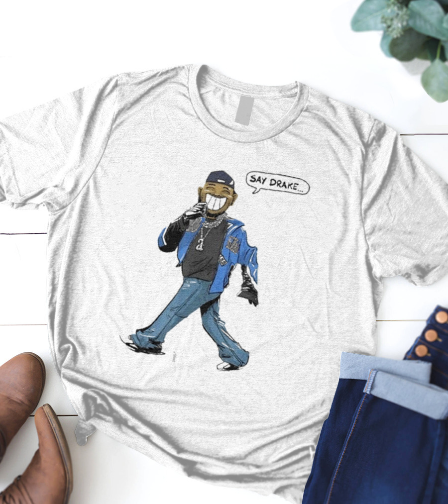 Kendrick Lamar Walking Cartoon With Baseball Cap And Blue Jacket T-Shirt
