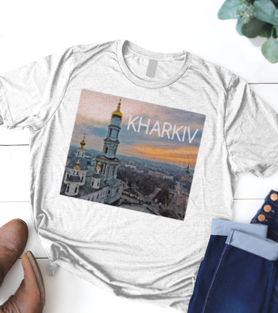 Kharkiv City Skyline With Famous Cathedral Sunset View T-Shirt