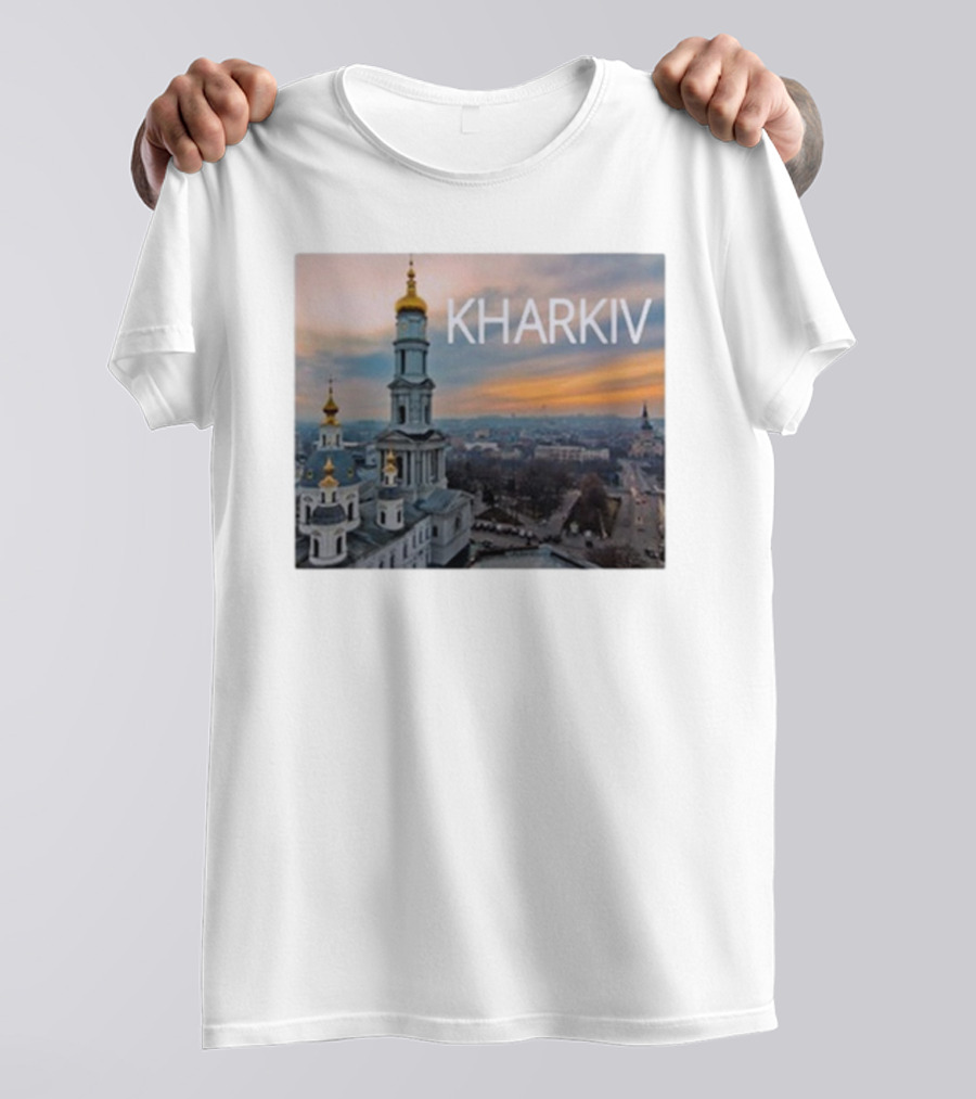 Kharkiv City Skyline With Famous Cathedral Sunset View T-Shirt