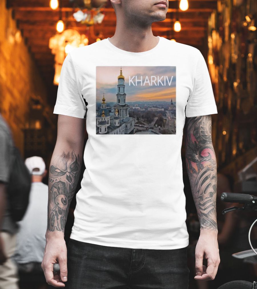 Kharkiv City Skyline With Famous Cathedral Sunset View T-Shirt