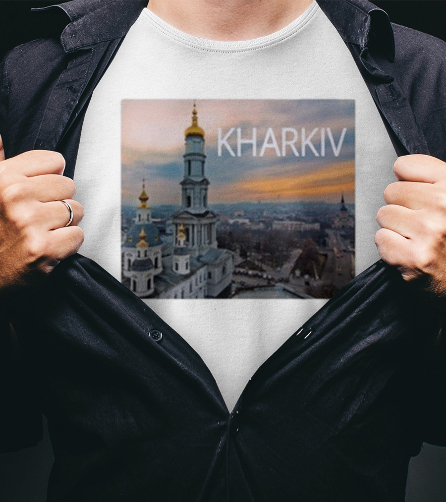 Kharkiv City Skyline With Famous Cathedral Sunset View T-Shirt