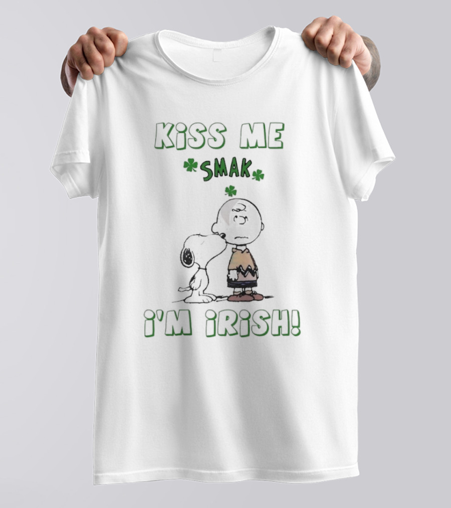 Kiss Me Smak I'm Irish With Iconic Cartoon Characters And Shamrocks T-Shirt