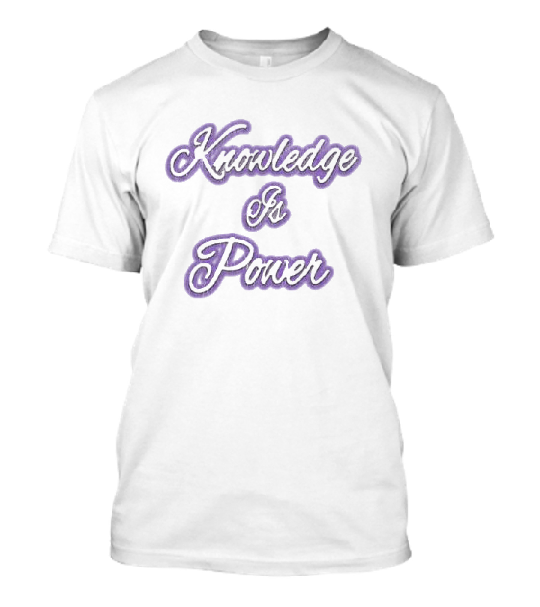 Knowledge Is Power Vintage Ringer Purple Script Fashion T-Shirt