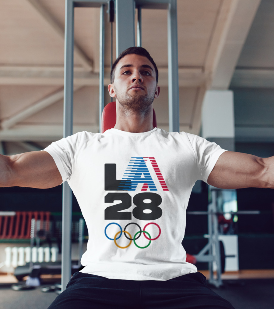 "LA 2028 Summer Olympics Retro Style With Olympic Rings" T-Shirt
