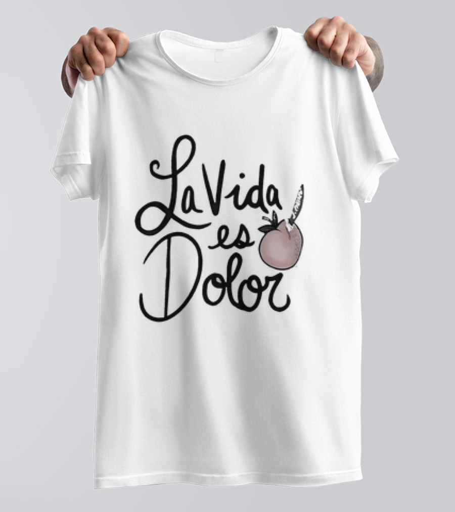 La Vida Es Dolor Red Heart Drawing T-Shirt