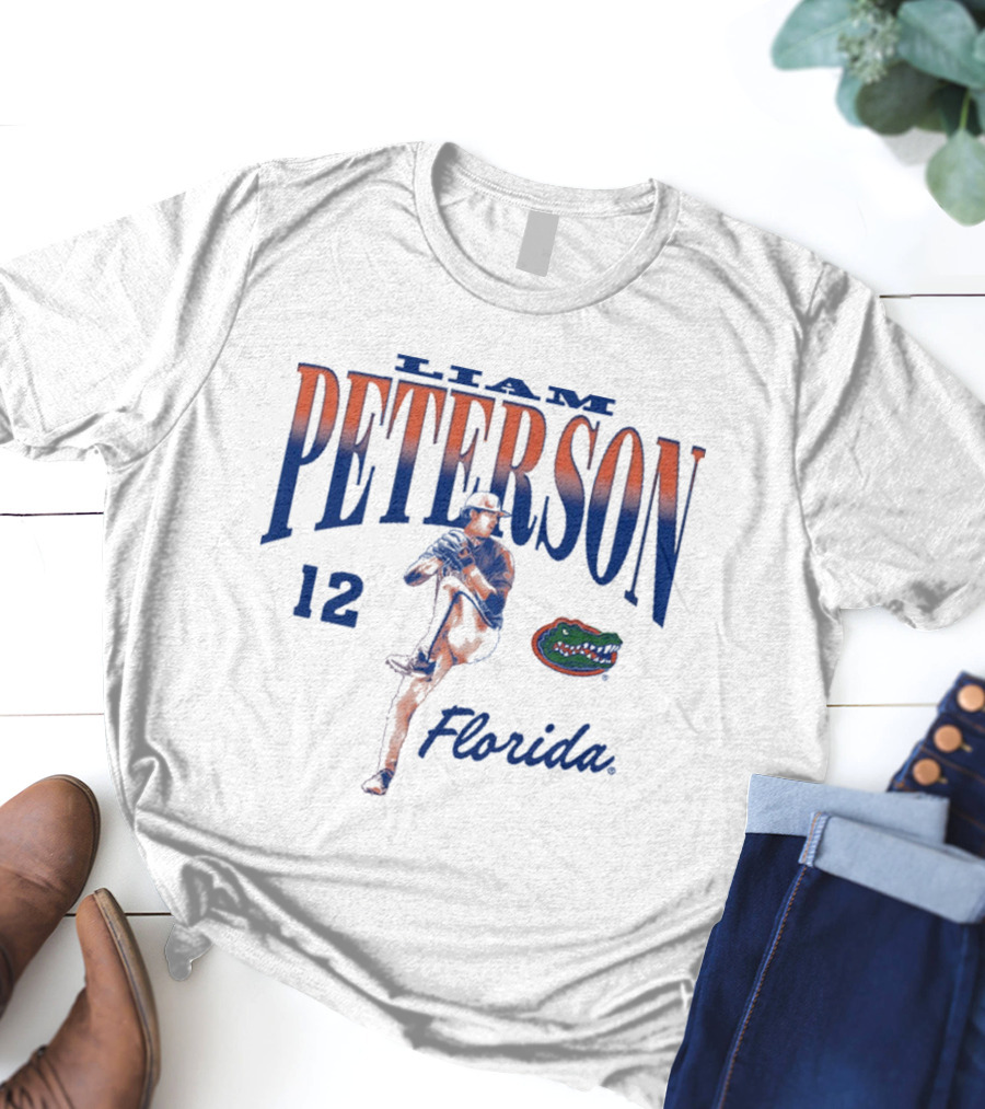 Liam Peterson 12 Florida Gators Baseball NCAA Division I 2025 T-Shirt