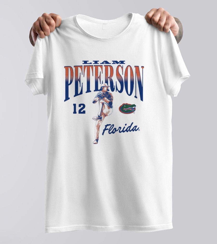 Liam Peterson 12 Florida Gators Baseball NCAA Division I 2025 T-Shirt
