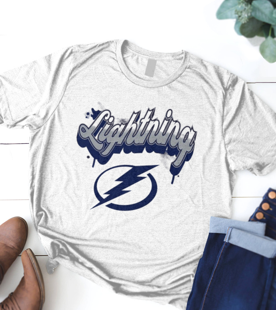 Lightning Script Blue Bolt Bubbly Tampa Bay T-Shirt
