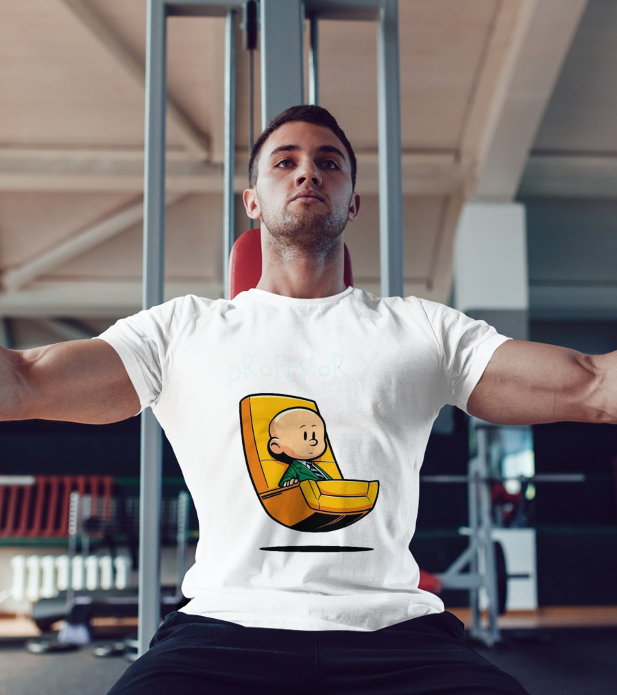 Professor X Cartoon Style In Yellow Chair T-Shirt