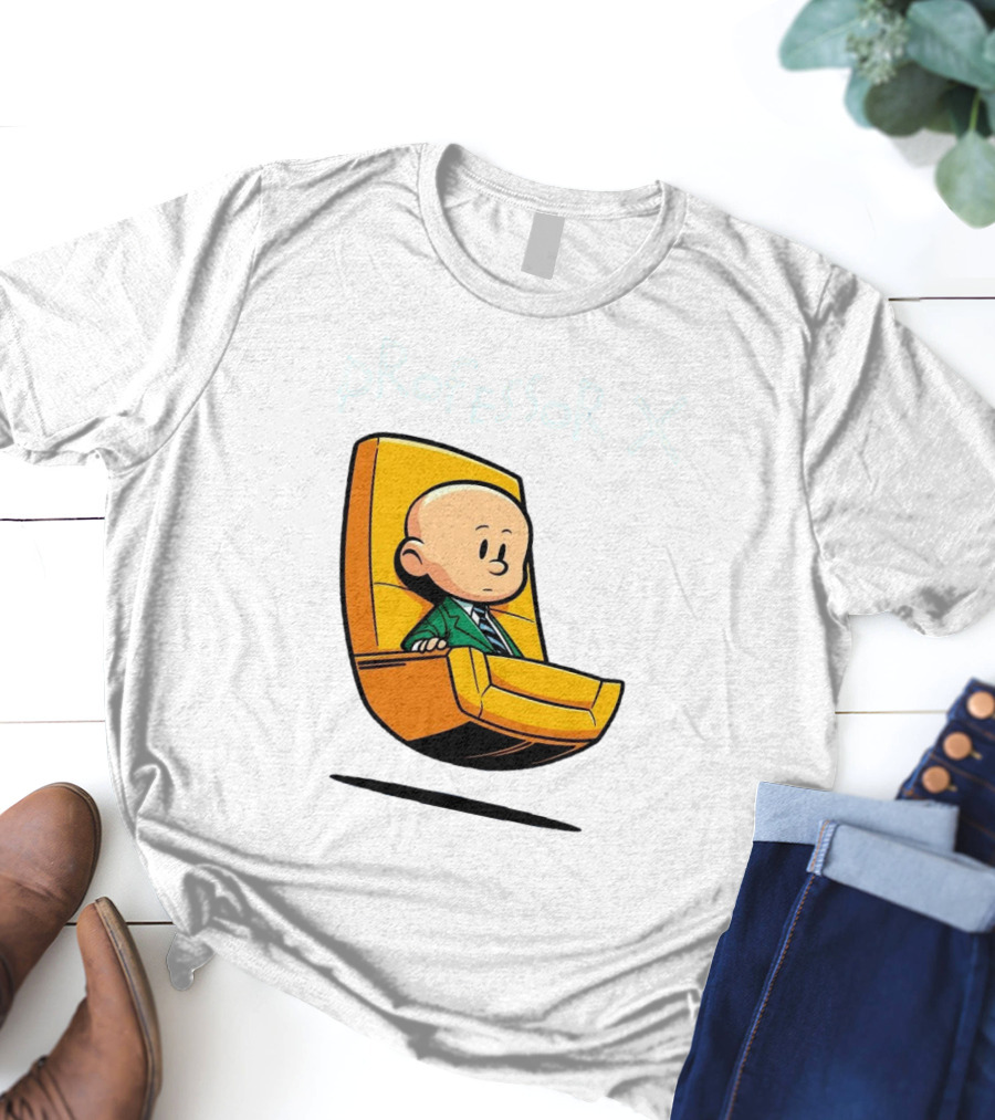 Professor X Cartoon Style In Yellow Chair T-Shirt