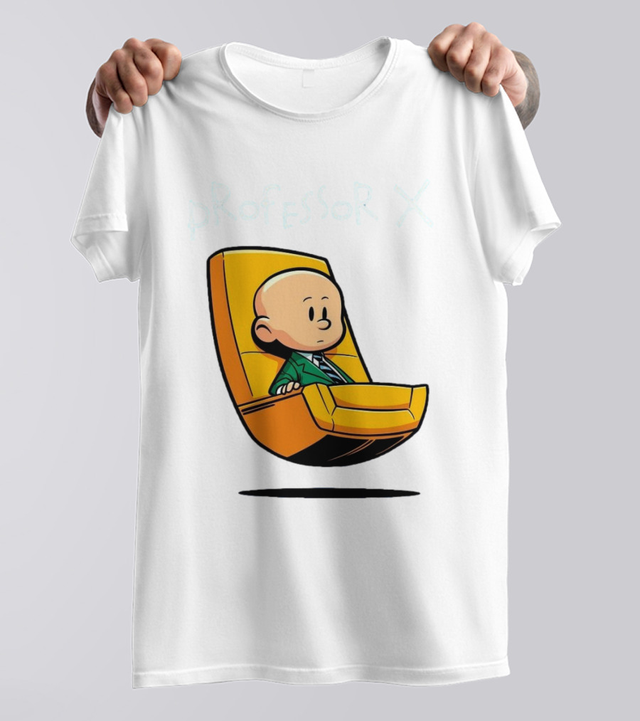Professor X Cartoon Style In Yellow Chair T-Shirt