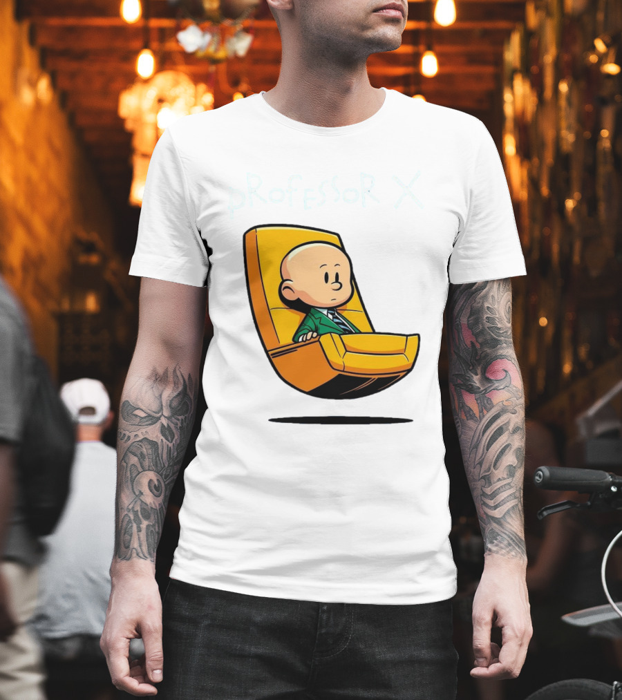 Professor X Cartoon Style In Yellow Chair T-Shirt