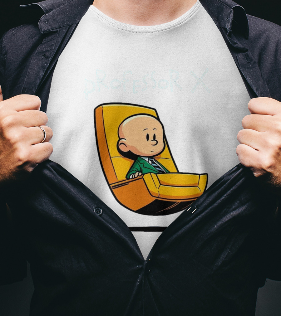 Professor X Cartoon Style In Yellow Chair T-Shirt