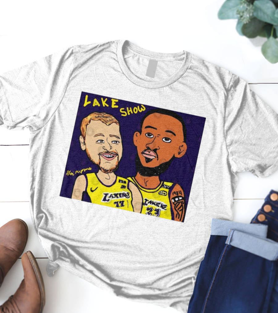 LeBron James And Luka Dončić Lake Show Lakers Cartoon Art 23 77 T-Shirt