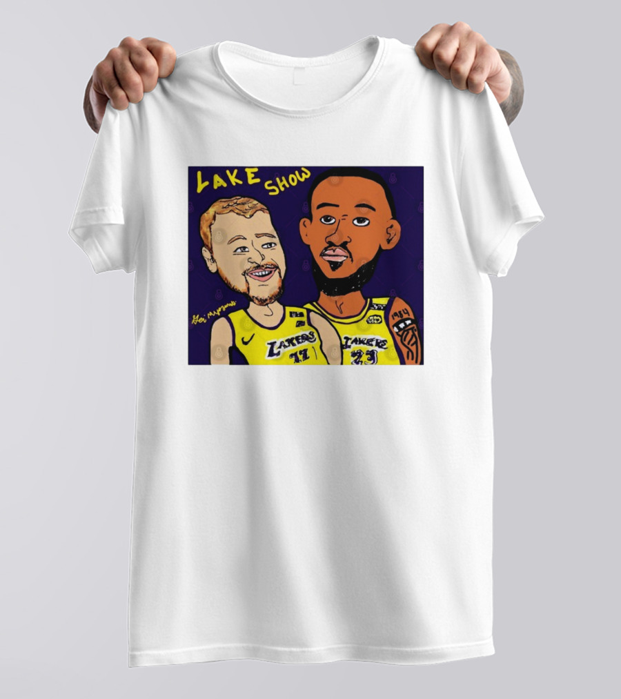 LeBron James And Luka Dončić Lake Show Lakers Cartoon Art 23 77 T-Shirt