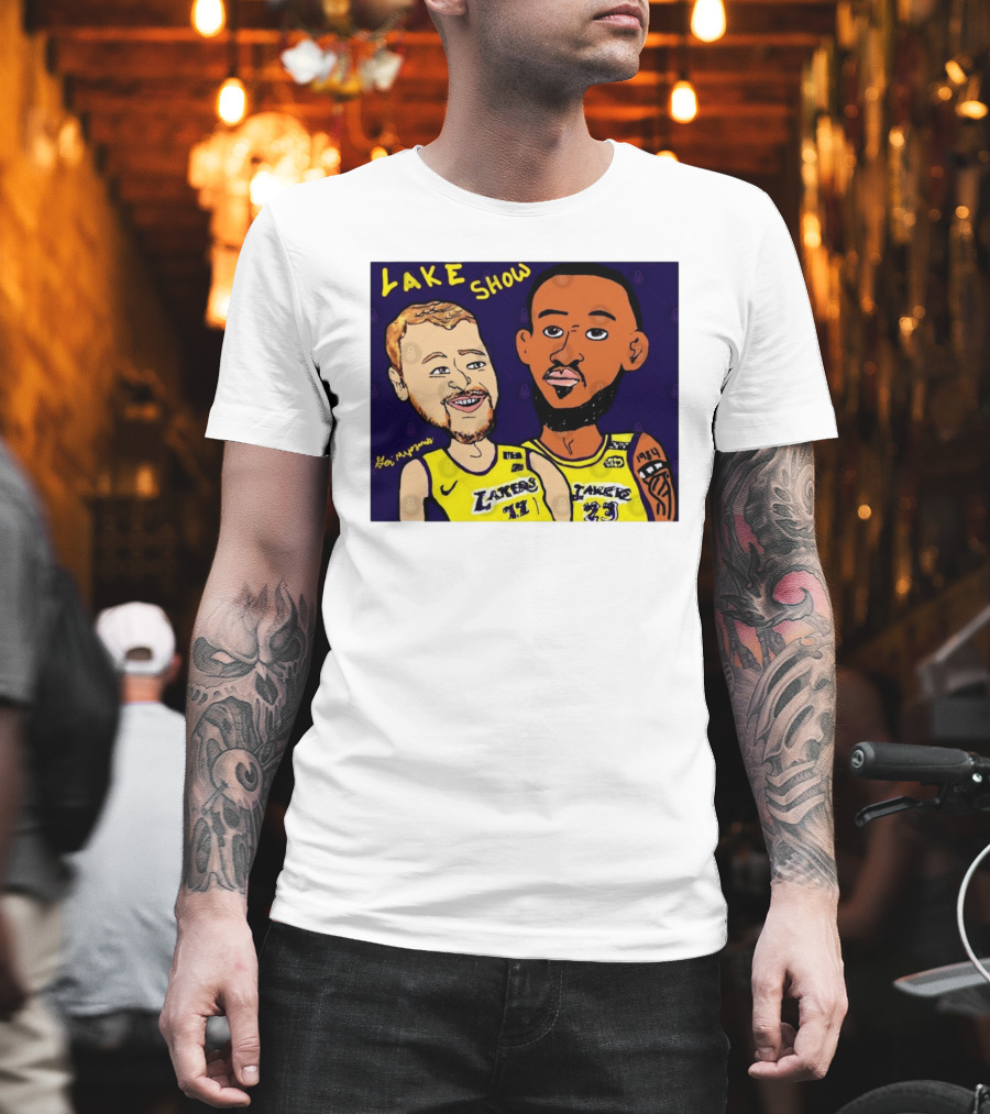 LeBron James And Luka Dončić Lake Show Lakers Cartoon Art 23 77 T-Shirt