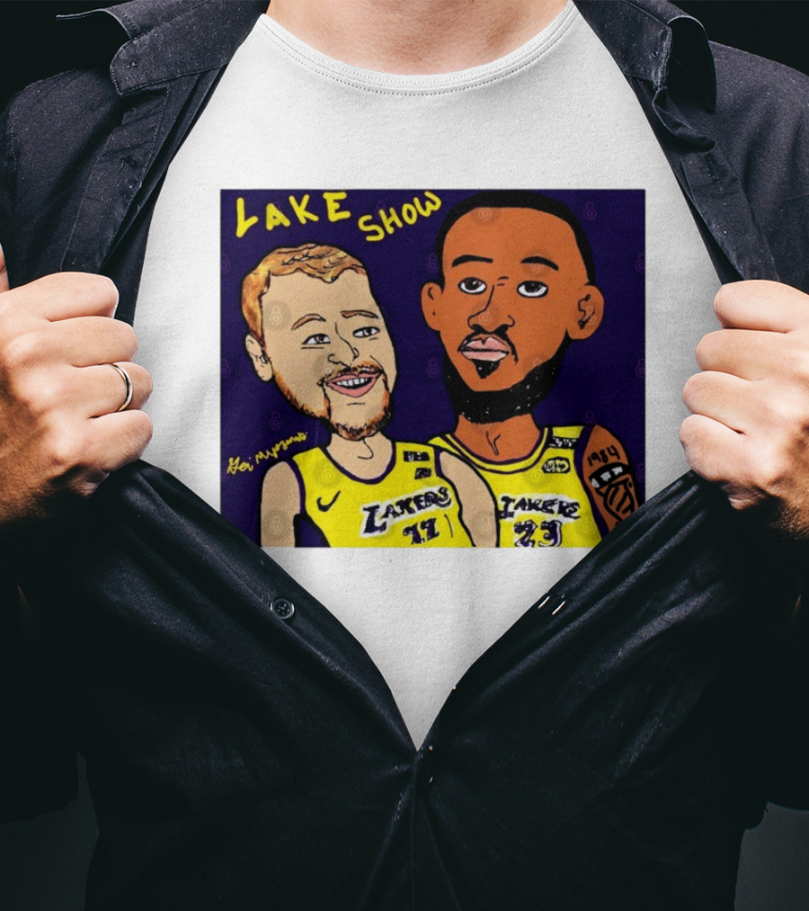 LeBron James And Luka Dončić Lake Show Lakers Cartoon Art 23 77 T-Shirt