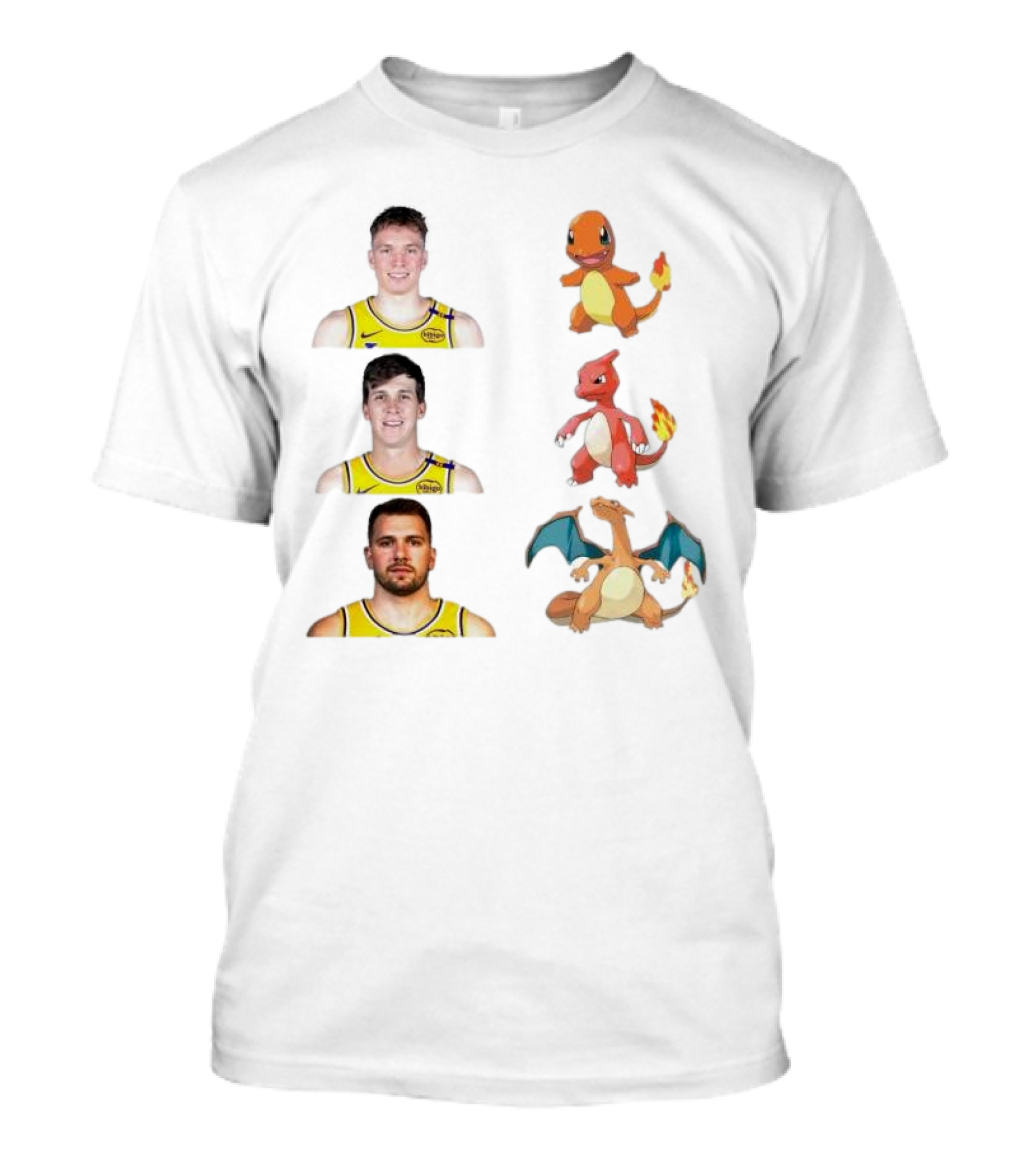 Lakers Evolution Dalton Knecht Charmander Austin Reaves Charmeleon Luka Doncic Charizard T-Shirt