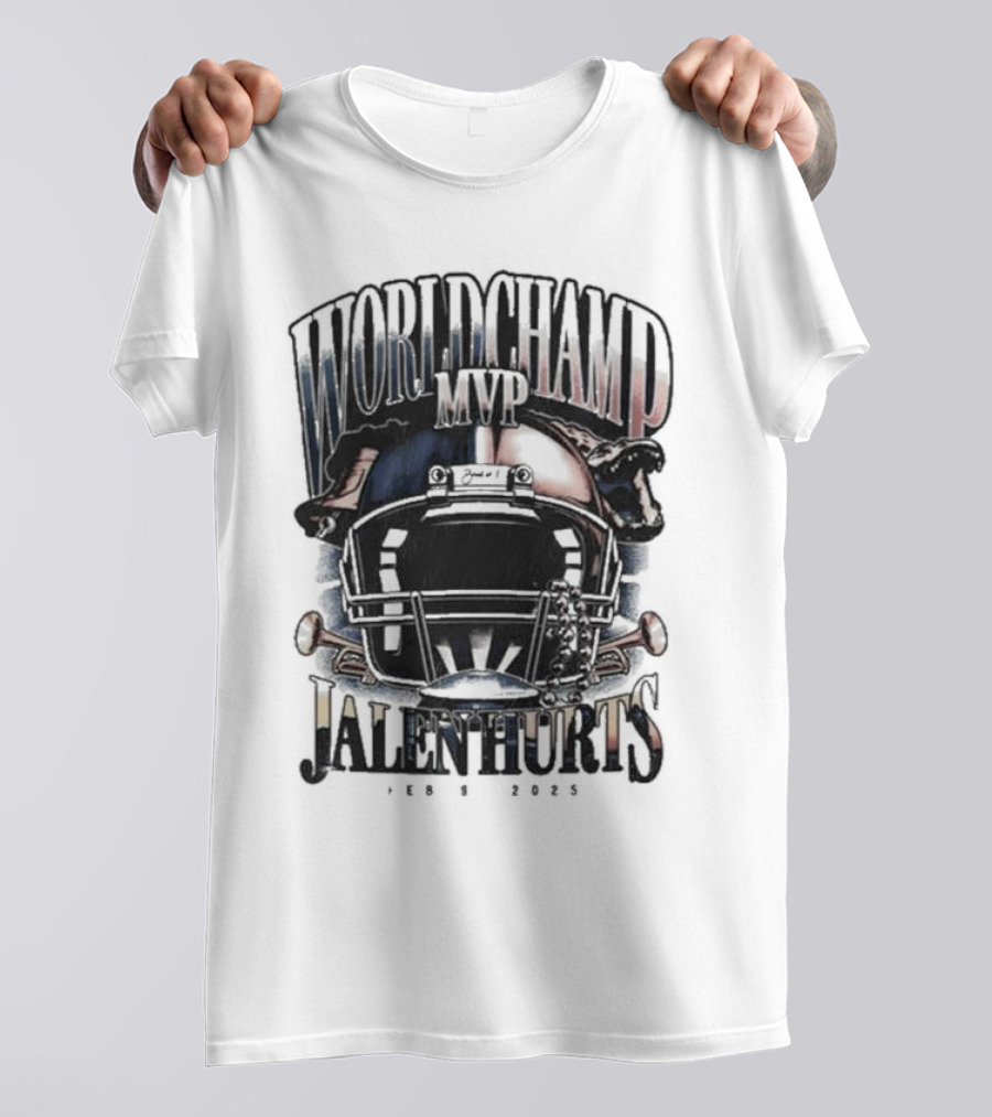 World Champ MVP Helmet Jalen Hurts Feb 9 2025 T-Shirt