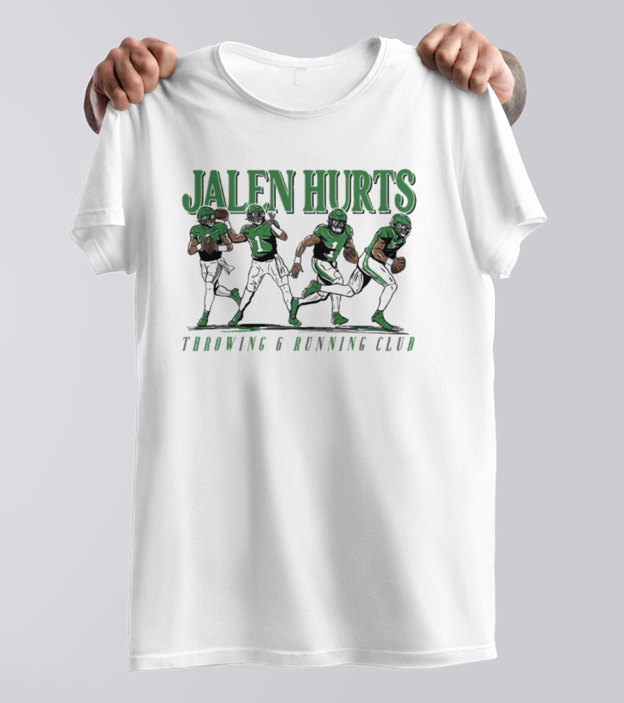 Jalen Hurts Dual Threat Throwing Running Action Figures Sports Apparel T-Shirt