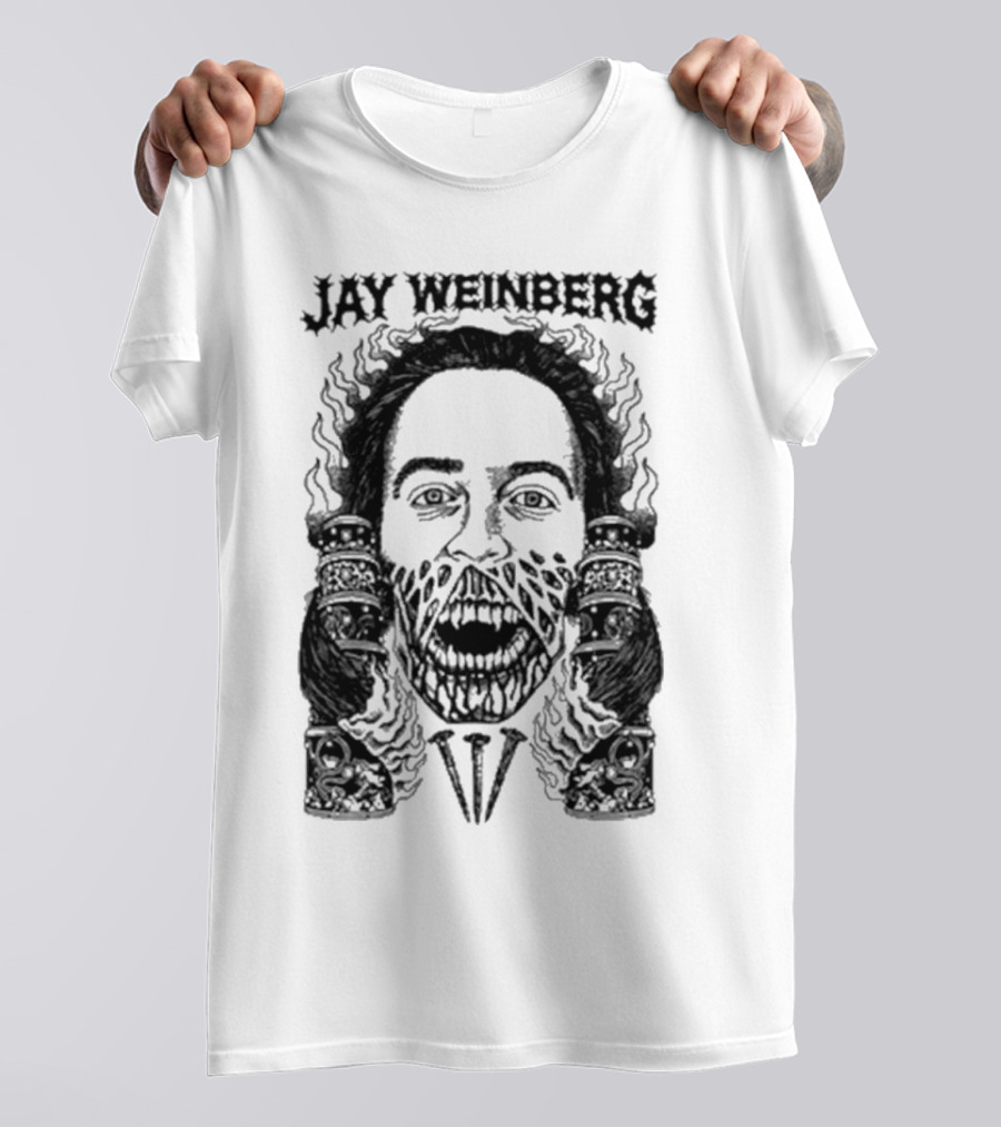 JW X Death Traitors Collab Masked Face And Skeletal Hands T-Shirt