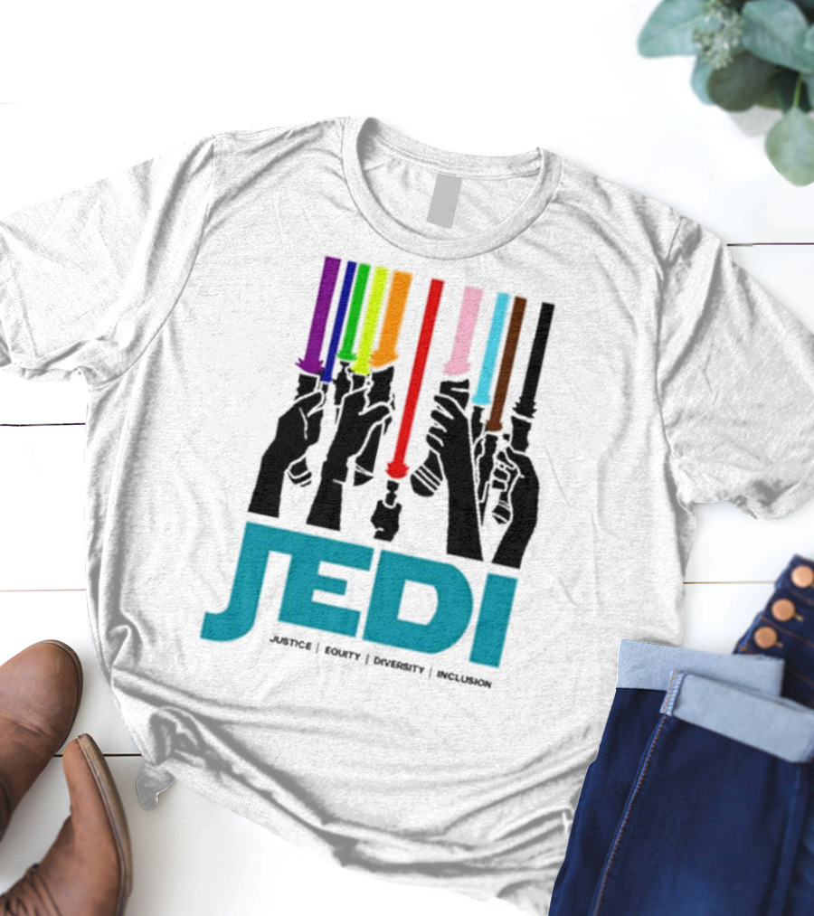 Jedi Justice Equity Diversity Inclusion Lightsaber Colors T-Shirt