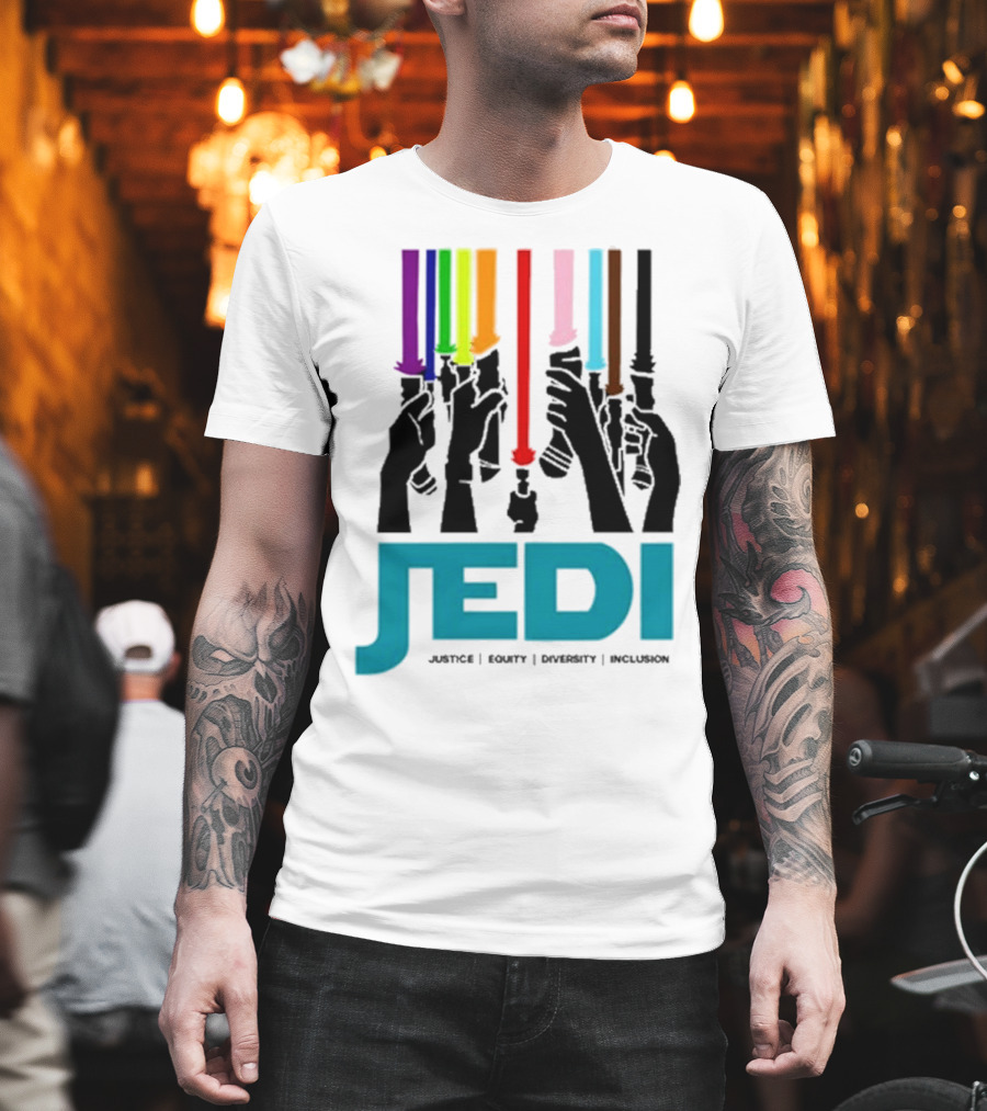 Jedi Justice Equity Diversity Inclusion Lightsaber Colors T-Shirt