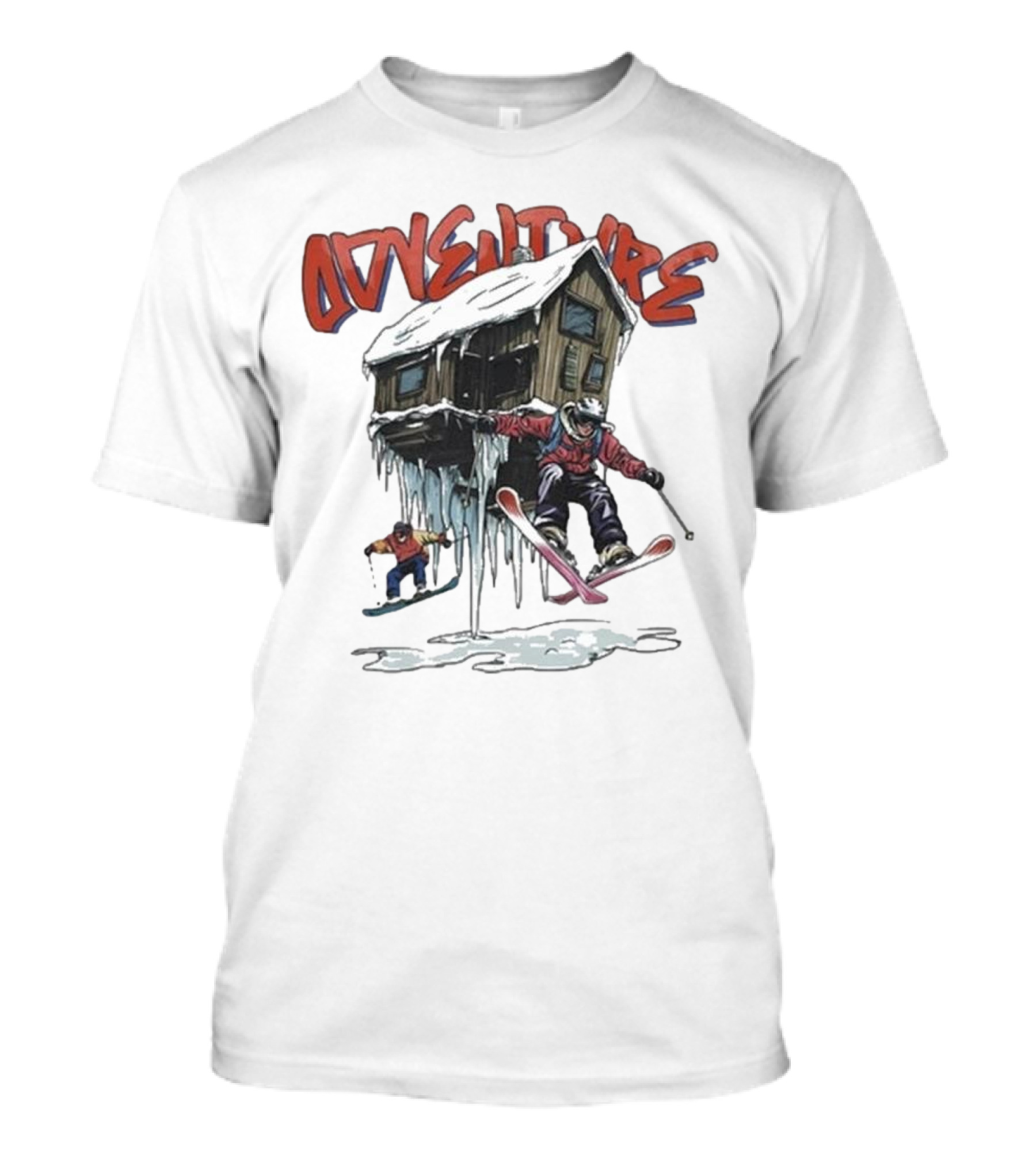 Adventure Jimmy's One Last Run Skiing Cabin Snowboarding T-Shirt